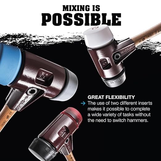 Halder 3029.060 Simplex 4 lb. Soft-Face Mallet with Black Rubber and Aluminum Inserts, Cast Iron Housing, and Wood Handle