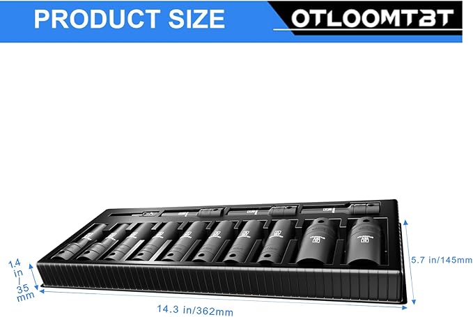 14-Piece 1/2-Inch Super-Rugged and Durable Impact Socket Set, Well-Made Industrial Grade Thicker Metric Deep Sockets & Socket Sets with Drill Socket Adapter 1/2 Drive, exceed than ANSI