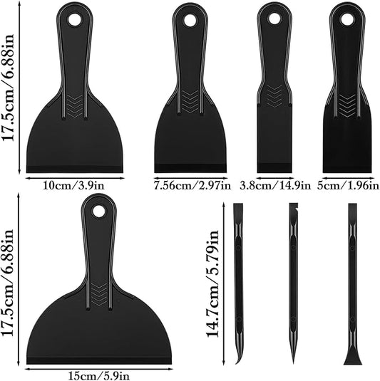 8PCS Plastic Putty Filler Knife Flexible Plastic Paint Scraper Tool Durable Wall Scraper Accessory Non Scratch Easy Cleaning Spackle Knife for Repair Spackling Patching Plastering