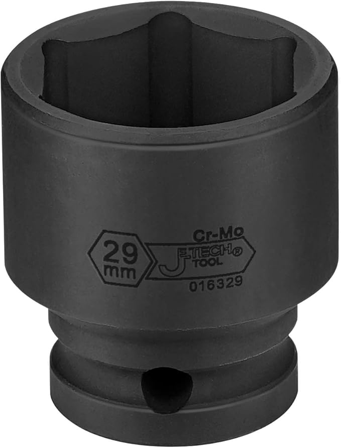 JETECH 1/2 Inch Drive 29mm Standard Impact Socket, Chrome Molybdenum Alloy Steel, 6-Point Design, Metric