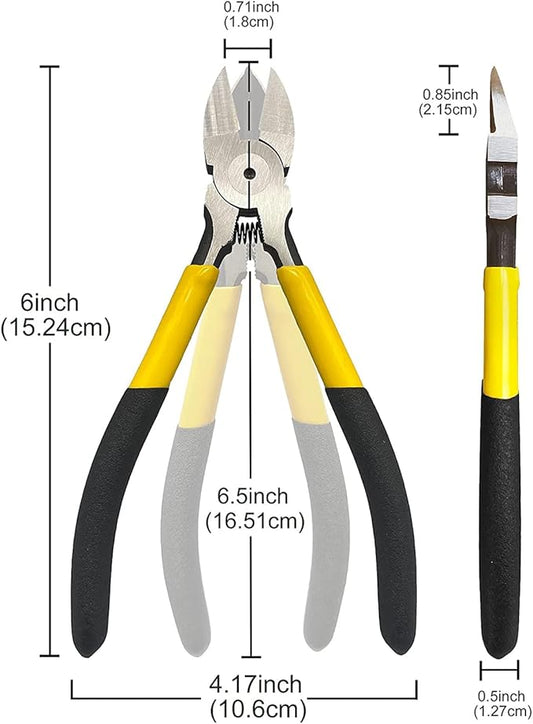 Wire Cutters6.5 inch, 2 Pack, Flush Cutters,BOOSDEN Spring Loaded Cutting Pliers,Side Cutters