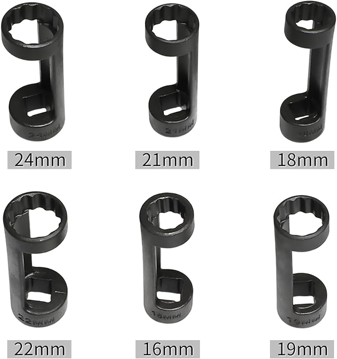 DPTOOL Strut Nut Socket 16mm 18mm 19mm 21mm 22mm 24mm with 12 Point 1/2" Drive Suspension Strut Spreader Socket Tool Suspension Strut Split Hub Steering Knuckle Spreader Tool 9pc Shock Absorber Tool