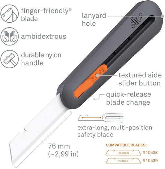 Slice 10559 3" Extra Long Insulation Foam Tool, Designed for Foam Cutting, Finger Friendly Ceramic Blade Adjusts to 4 Positions, Lasts 11x Longer vs Metal, 6 Pack