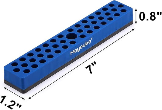 Mayouko 1/4" Magnetic Hex Bit Holder Rack Organizer, 43 Holes, 1/4-Inch Drill Bit Holder, Green&Blue, 2 Racks, Magnetic Bit Holder with Magnet Base for Screwdriver Bits