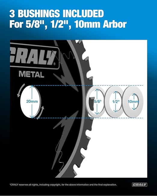 CRALY 5-3/8 Inch 30 Teeth Steel and Ferrous Metal Cutting Circular Saw Blade, 20 mm Arbor, Thin Kerf, Professional Carbide Tipped Blade for Angle Iron, Threaded Rod, EMT Conduit, 3-Pack(C0530MC-3)