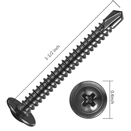 (150Pcs)#8횞1-1/2??for Sheet Metal Self-Tapping Screws 410 Black Stainless Steel Truss Head High-Strength Quick Tapping