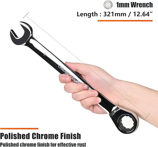 Egofine 1 inch Ratcheting Combination Wrench SAE, Industrial Grade Gear Spanner with 12-Point Design, 72-Tooth Ratchet, Chrome Vanadium Steel