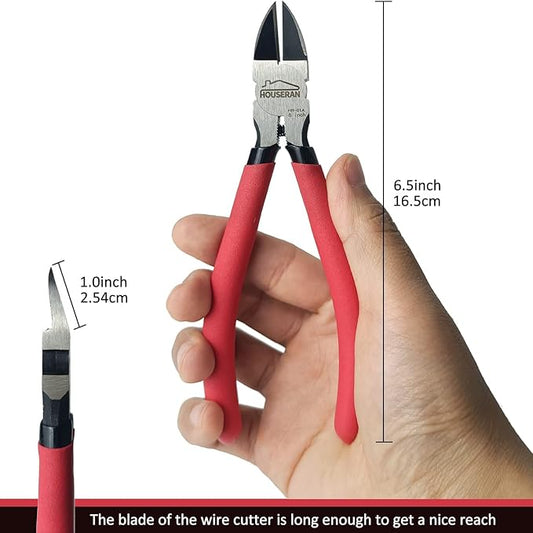 Wire Cutters, 5 PACK, 6" Wire Cutter Set, HOUSERAN Side Cutters Flush Cut Pliers, Diagonal Cutting Pliers with 2 Layers Non-slip Handle, Spring Loaded Wire Cutters for Jewelry Making, Crafts, Zip Tie