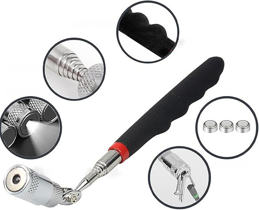 Telescoping Magnetic pickup tool with light,magnet duty flexible led set for seniors extra outdoor kids toy small extender kit side flatbed all lock drawers screw quick large and storage trash