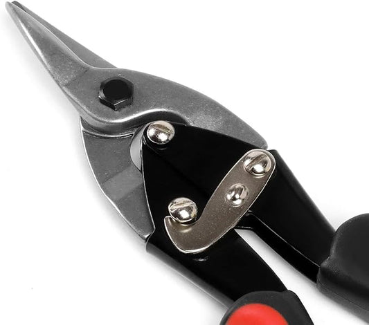 DNA Motoring TOOLS-00110 High Carbon Steel Tin Snip Tool, 10 Inches Serrated Jaws, Straight Cut Tin Snip w/Rubberized Handle, Built-in Thumb Lock