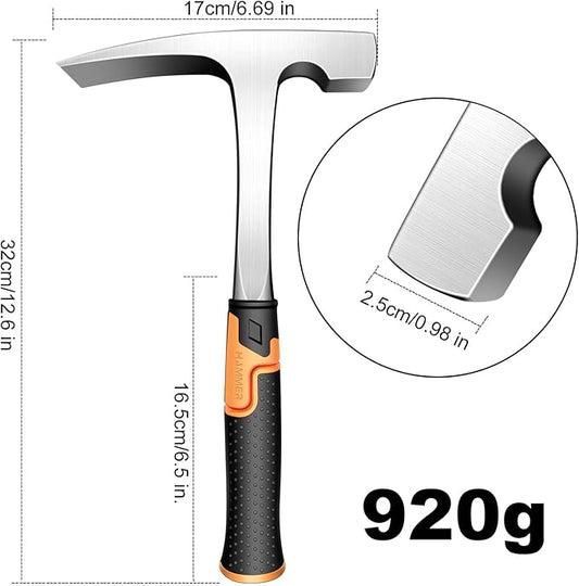 Mason's/Bricklayer'sHammer-32 oz Brick Hammer Masonary Tool- Forged one piece Steel Construction&shock reduction handle(12.7inch)
