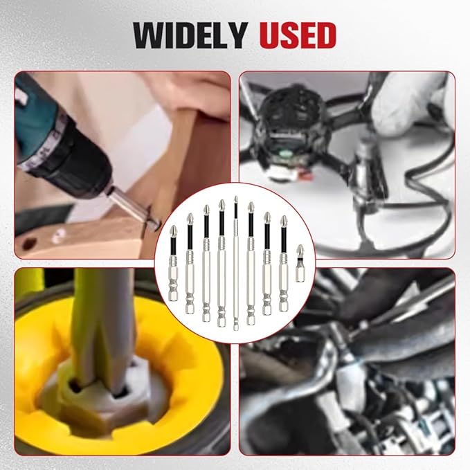 High Magnetic Screwdriver Drill Bit Set, 2025 New Strong Magnetic Durability Screwdriver Drill Bit Set, Universal Anti-Slip Magnetic Electric Screwdriver Set, 25 50 65 70 75 90 100 120 150mm (9 Pcs)