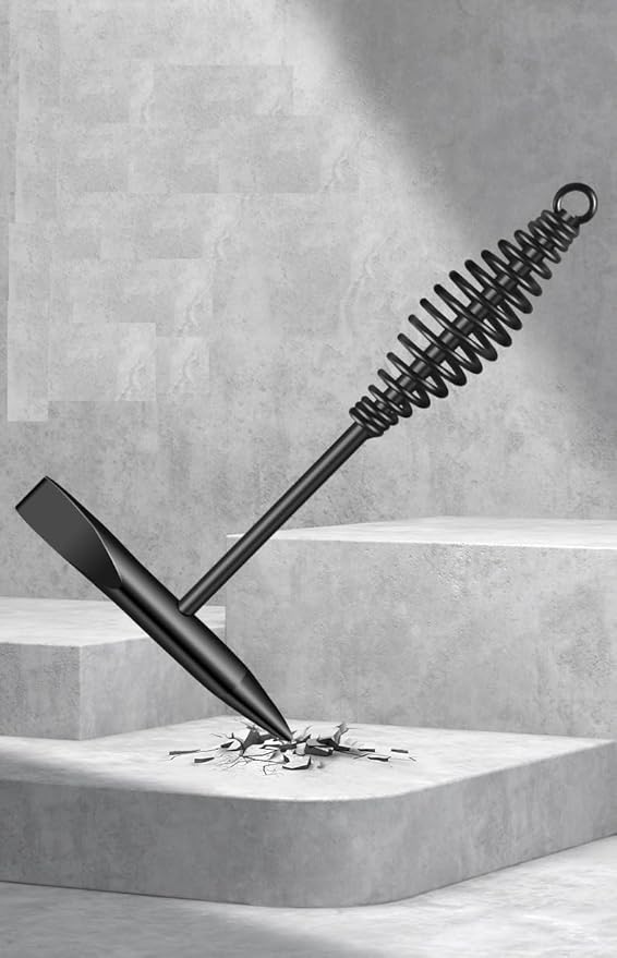 Welding Chipping Hammer with Coil Spring Handle, Cone and Vertical Chisel Welding Chipping Hammer (Hammer and Brush)