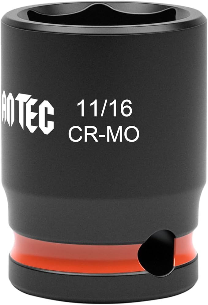 6-Point Shallow Impact Socket, 3/8-Inch Drive 11/16 Inch Socket, Cr-Mo,Automotive, Truck Maintenance, Heavy Equipment Repair