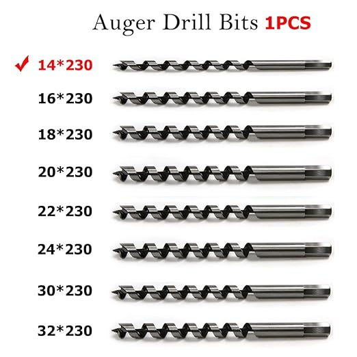 SagaSave 14 * 230mm Wood Auger Drill Bit, Ship Auger Long Drill Bit for Soft and Hard Wood, Plastic, Drywall and Composite Materials, 1Pcs