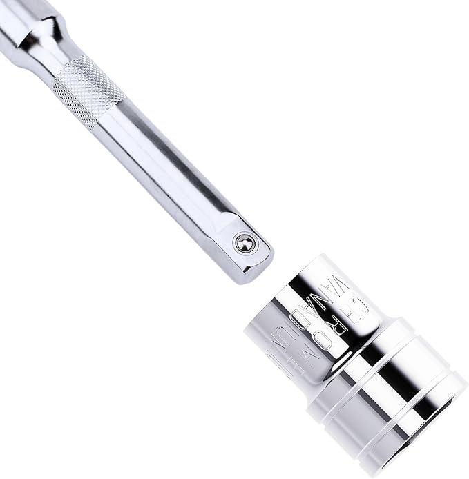 16mm Shallow Socket, 1/2 Inch Drive, 6-Point, Metric, Heat Treated CR-V Steel Short Sockets, Full Polishing, 1.5 Inch Length