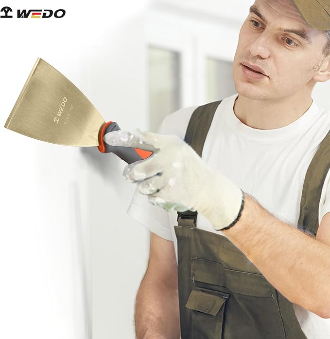 WEDO Non-Sparking 4PCS Set Putty Knife Scraper,Blade 2"+3"+4"+5",Spark-free Safety Paint Scraper with Fiberglass Handle,Aluminum Bronze,Corrosion-Resistance, Paint Scraper Tool,BAM&FM Certificate