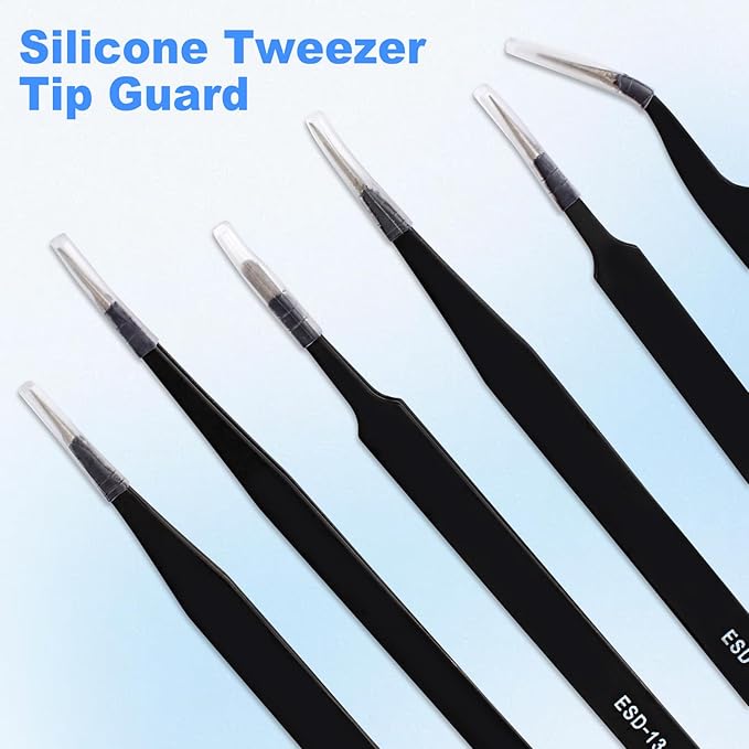 6Pcs Precision Tweezers Set,Upgraded Anti-Static Stainless Steel Tweezers, for Electronics Repair, Model Building, Soldering, Laboratory Work, Craft Essentials