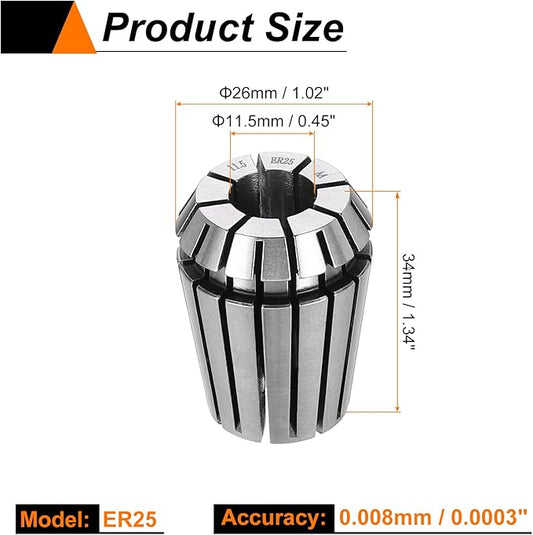 HARFINGTON Spring Collet Chuck ER25 11.5mm 65Mn Spring Steel Precision Router Collets for CNC Engraving Milling Lathe Tool