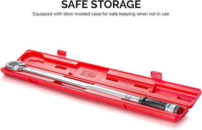Neiko PRO 03711B 3/4??Torque Wrench, 3/4??Drive SAE, 50-300 Ft-Lb, 34??Length, Adjustable Click Torque Wrench, Chrome Vanadium Cr-V Steel