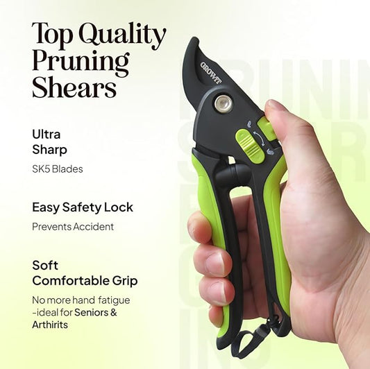 Ultra Sharp Pruning Shears Hedge Clipper ??Cuts 3X Easier, Dual-Size Opening, Weak Hand Arthritis Clippers, Rust-Resistant Pruner, Effortlessly Cuts