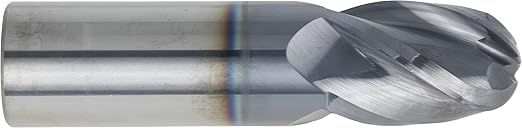 CME 1 pcs Micrograin Carbide End Mills, Ball Nose, TiAlN Coated, 1" Mill Diameter, 1 1/2" Length of Cut, 4" Overall Length, 4 Flute, Center Cutting