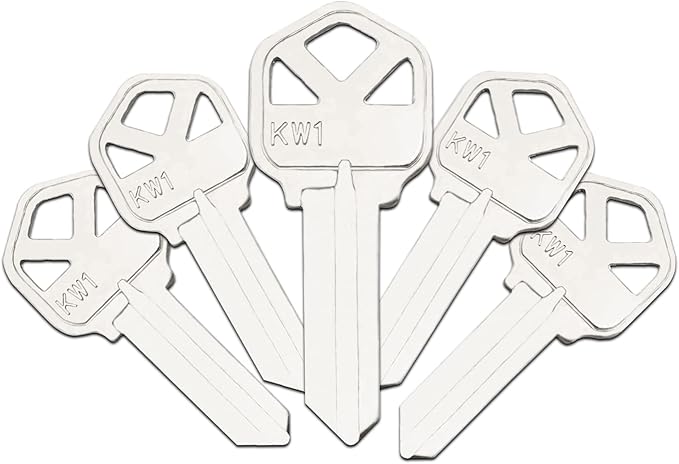 Premium Brass KW1 Key Blanks, Nickel Plated Surface, Uncut Blank Keys, Pack of 50