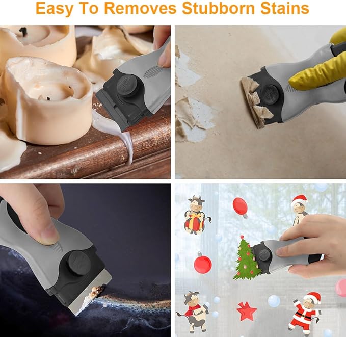 Ainiv Razor Blade Scraper, 2-in-1 Scraper Tool with 10PCS Metal Blades and 10PCS Plastic Blades, Multi-funtional Cleaning Razor Scraper for Decals, Stickers, Labels, Caulk, Adhesive, Paint Removal
