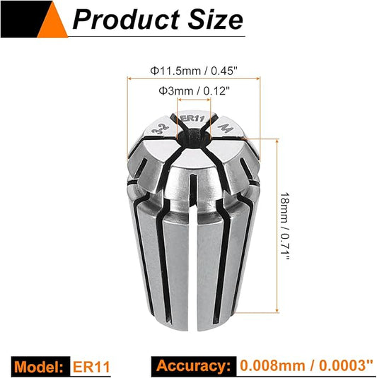 HARFINGTON Spring Collet Chuck ER11 3mm 65Mn Spring Steel Precision Router Collets for CNC Engraving Milling Lathe Tool