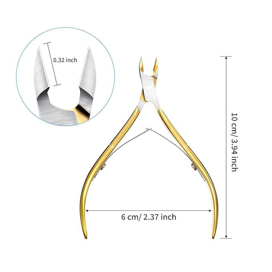 Mudder 3 Packs Cuticle Nippers Cutter Tool Stainless Steel Nail Cuticle Trimmer Remover with Pointed Blade Scissors Pedicure Manicure Tool for Fingernails Nails Care and Toenails(Gold)