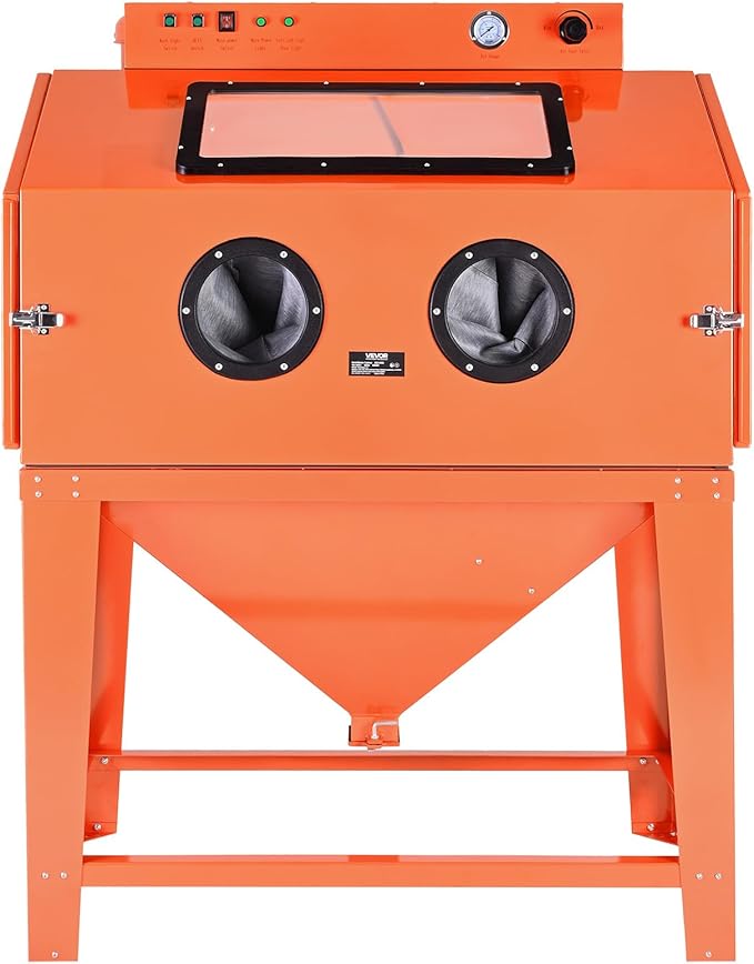 VEVOR Heavy Duty Sandblasting Cabinet Kit, Industrial-Grade Steel Sand Blasting Cabinet with Dual Blasting Guns & 1.6HP Dust Collector for Oversized Parts Surface Finishing, Rust Removal