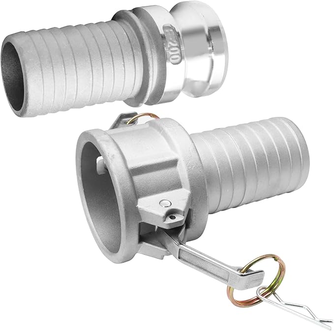 2" Cam & Groove Hose Fittings Kit, Female & Male Aluminum Camlock Fitting Couplings Type C200 + Type E200