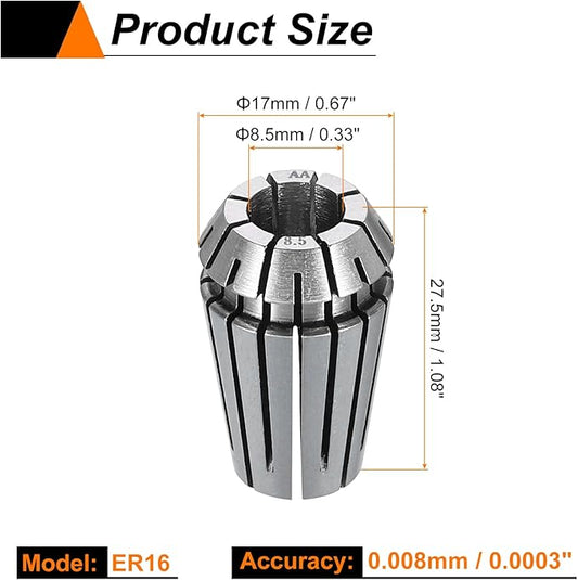 HARFINGTON Spring Collet Chuck ER16 8.5mm 65Mn Spring Steel Precision Router Collets for CNC Engraving Milling Lathe Tool