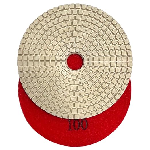 7" Wet Diamond Polishing Pad - 3 Packs of 100 Grit - White Resin for Granite, Marble, Quartz, Engineered Stone