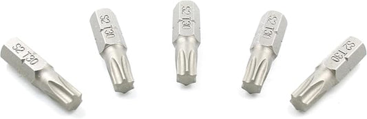 TEMO 50 pc T30 Torx 6 Point Impact Ready 1 Inch Long Screwdriver Insert Bits Hex Shank with Quick Release Slot