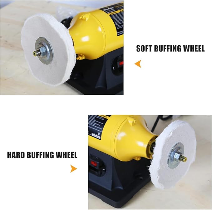 4.0A Bench Buffer Polisher, 6 Inch Jewelry Buffer Polishing Machine, 3450 RPM Bench Polisher with Hard & Flannelette Buffing Wheels for Metal, Jade, Jewelry, Knife, Wood