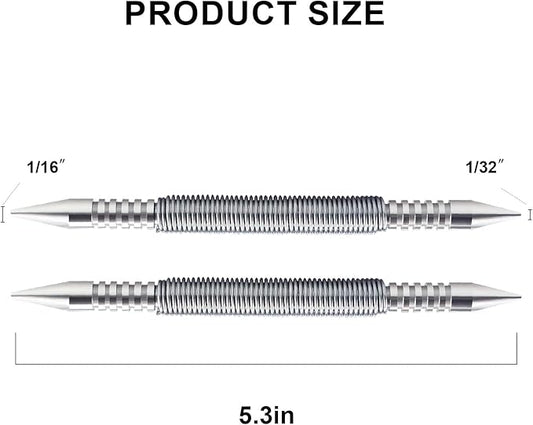 Dual Head Nail Setter Spring Loaded Nail Set Spring Nail Punch Hammerless Tool Kit 1/32?? 1/16??Tools 3500 PSI Striking Force Counter Punch - 2 PCS
