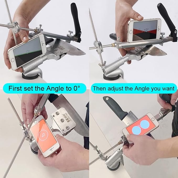 Knife Sharpener Professional Stainless Steel Kitchen Chef Knife Sharpener Home Knife Sharpening Kit Abrasive Holding System Tools with 10 whetstones (SET-A)