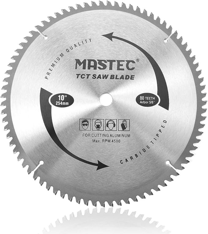 10 Inch 80 Tooth TCG for Aluminum and Non Ferrous Metals Cutting Saw Blade with 5/8 Inch Arbor