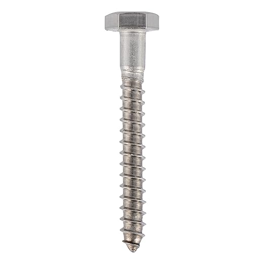 1/4 x 2 Stainless Lag Bolt (25-Pack) 18-8 Stainless Steel, Heavy Duty Hex Wood Lag Screw, ASME B18.2.1 Commercial/Industrial Grade by Makers Bolt