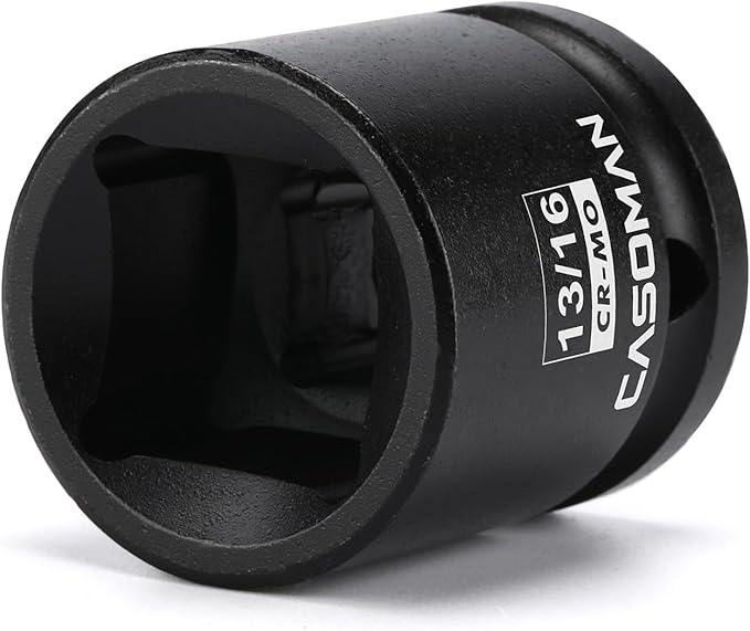 CASOMAN 1/2" Drive 4-Point Square Socket-13/16", Budd Wheel Impact Socket, CR-MO