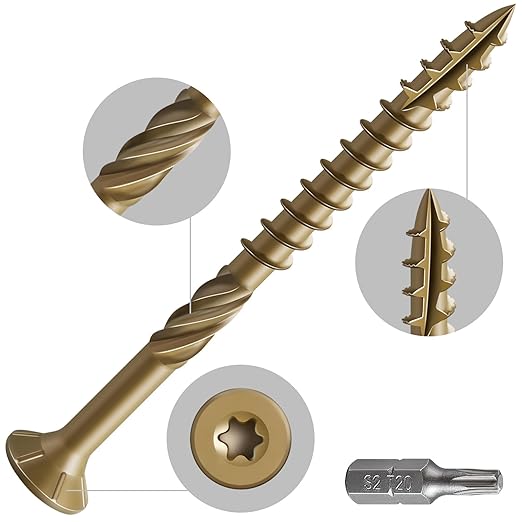 #10 * 3" Deck Screws, (137pcs) 2 lbs.Exterior Wood Screws, Rust Resistant epoxy Coated, Bronze, T25 Star Bit (Pack of 2)