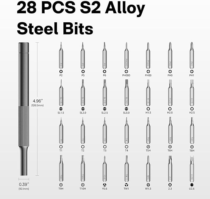 HOTO 28 in 1 Precision Screwdriver Set, Manual Small Screwdriver Magnetic Bits & Box, Mini Screwdriver Repair Kit for Eyeglasses, Electronics, Watches, Phones, Laptops, Cameras Repair Kit