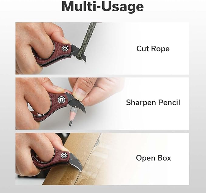 CIVIVI Pyrus Mini Keychain Knife (1 Piece), Small EDC Pocket Folding Box Cutter with 14C28N Blade & Ringed G10 Handle, Christmas Stocking Stuffers Gift for Men Women C23038-1, Burgundy