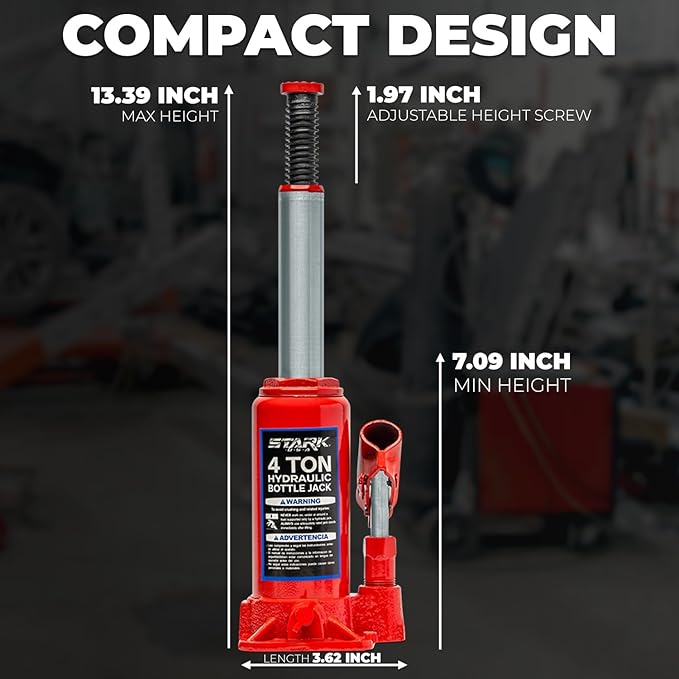 XtremepowerUS Bottle Jack 4 Ton (8,800 LBs) Hydraulic Car Jack with Pump Handle, Fit Use for Cars Automotive Sedans, Red
