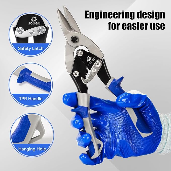 Metal Cutter Heavy Duty Aviation Tin Snips Shears for Cutting Sheet Metal, Straight Cut 10 Inch, Chrome Vanadium Steel