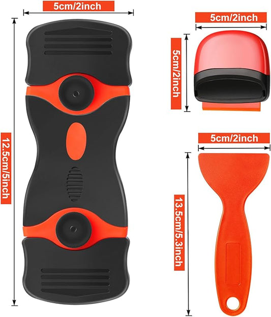 Tallew 9 Pcs Plastic Scraper Tool Sticker Plastic Razor Blade Scraper Plastic Pick Plastic Non Scratch Tool Putty Knife for Window Floor Label Removal Paint Cleaning(Orange)