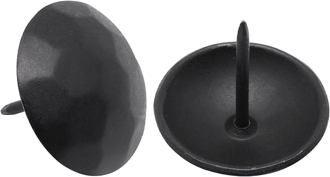 YuGtcen 50pcs Big Upholstery Tacks, Decorative Nails Thumb Tacks Metal Upholstery Nails for Wood Upholstery Pins Vintage Furniture Tacks (25x23mm, Matte Black)