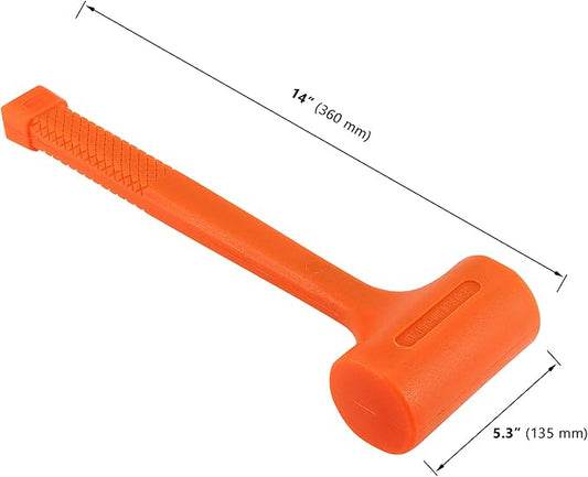 2 Piece 4 Lb 14" x 5.3" Dead Blow Hammer Orange, Durable Rebound Resistant Dead Blow Hammer with Non-Slip Grip, Non-Marring Dead Blow Mallet