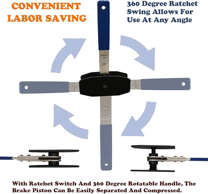 Brake Tools, Brake Caliper Tool, 4 in 1 Universal Disc Brake Caliper Compression Tool, Caliper Piston Compressor Tool with 2 Brake Caliper Hooks